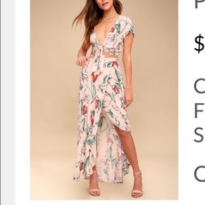 Floral pink two-piece maxi set